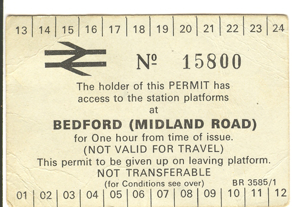 Bedford Platform Ticket No. 15800