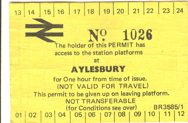 Aylesbury Platform Ticket no. 1026