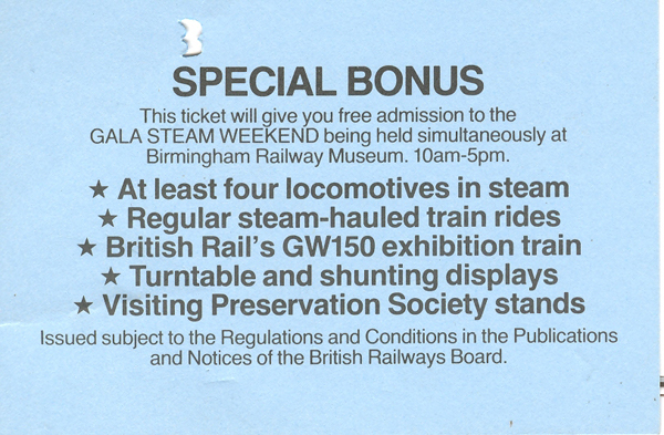 Shakespeare Express Ticket Back