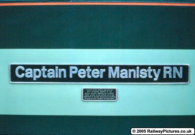 Nameplate of Captain Peter Manistyrn