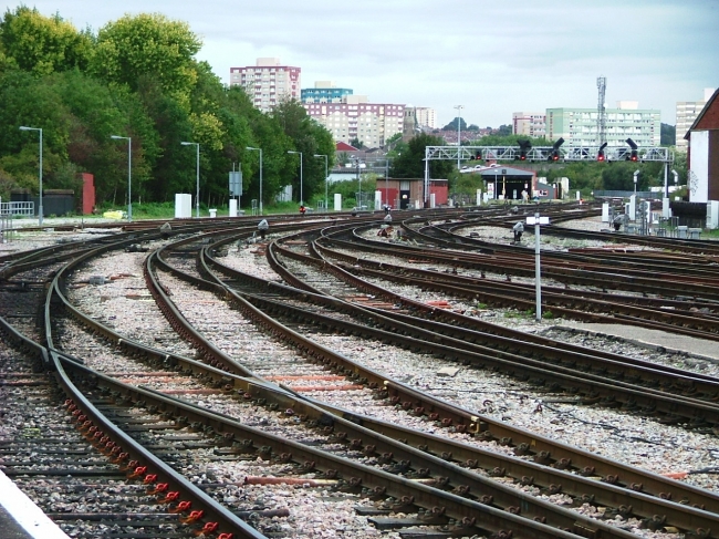 Tracks leading to Temple Meads